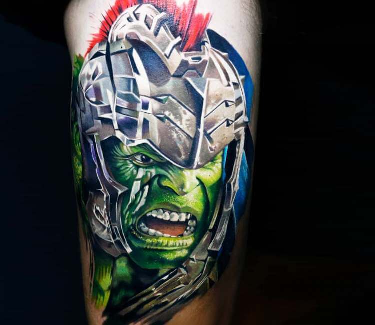 Chris 51 Tattoos Incredible Hulk time-lapse - YouTube