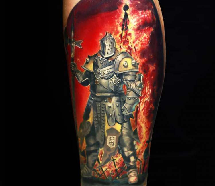 Knight in armor tattoo by Tattoo Zhuzha | Post 24140