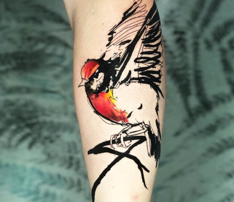 bird and cherry blossom  Robin bird tattoos Robin tattoo Birds tattoo