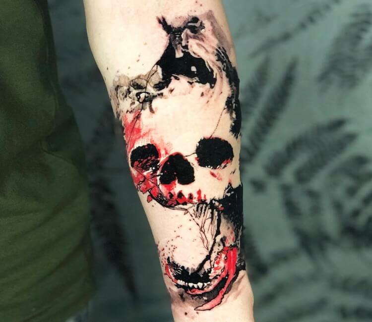 Saentstattoo  Skull abstract tattoo
