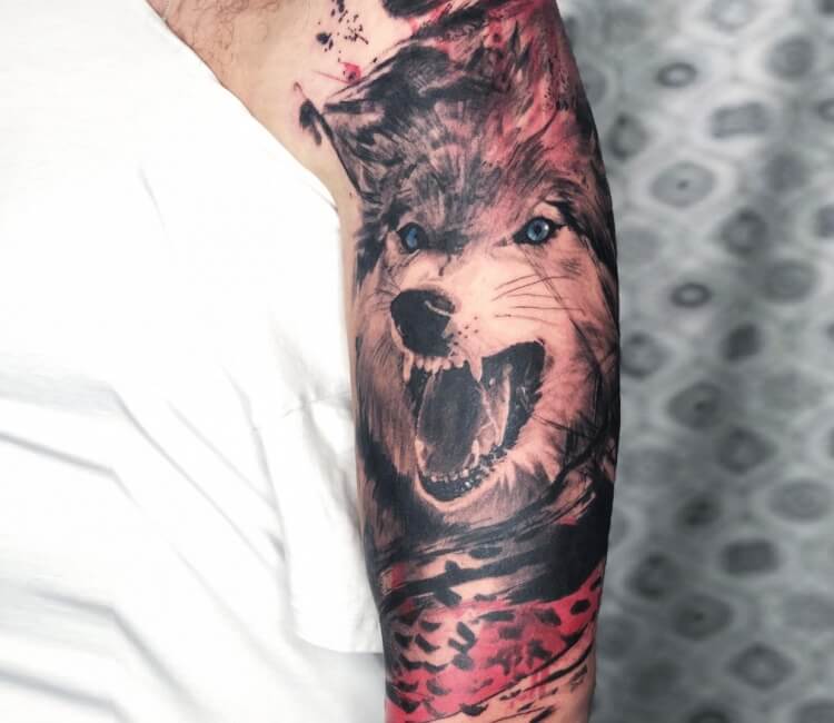 Wild wolf tattoo by Thomas Acid | Post 28687