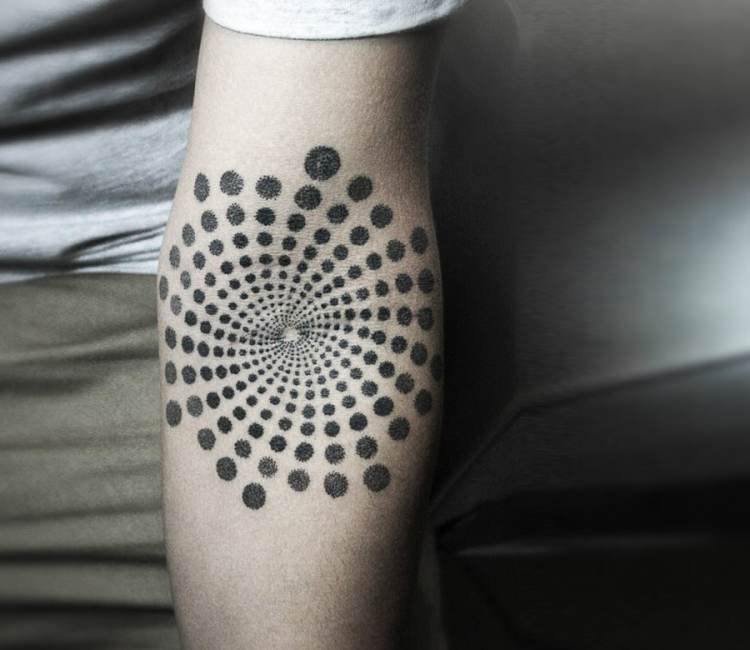 Tattoo tagged with geometric shape small circle dotwork black tiny  little blackwork wrist minimalist geometric pablotorre  inkedappcom