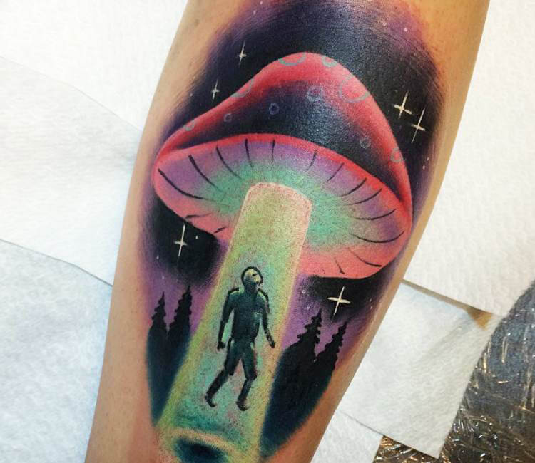 Mushroom Ufo tattoo by Todryk Tattoo | Photo 15112