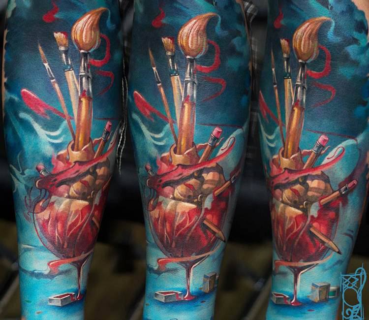 Pens Pencils and Paint Tattoos For Artists of All Kinds  Tattoodo