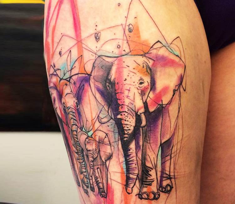 Abstract elephant tattoo done by  Moonstone Tattoos  Facebook