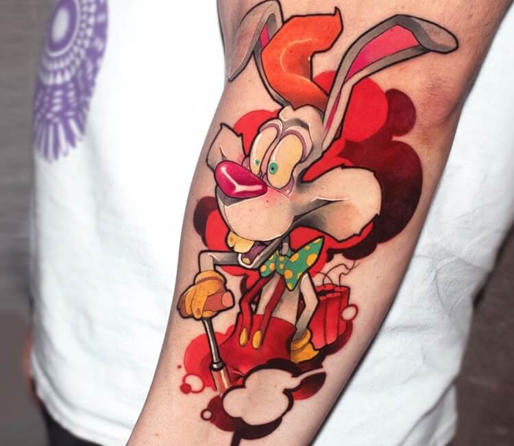 Roger  Jessica Rabbit Disney Tattoo by Alex Heart thisisalexheart  he Shop Nine an  Jessica rabbit tattoo Rabbit tattoos  Disney tattoos