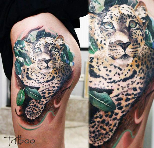 Tattoo uploaded by Tattoodo • Leopard tattoo by Albie Makes Tattoos  #AlbieMakesTattoos #Albie #TattoodoApp #TattoodoApptattooartist  #tattooartist #tattooart #tattooidea #inspiringtattoo #besttattoo #leopard  #cat #illustrative #junglecat #animal #leg ...