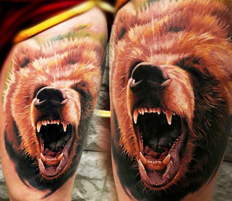 Grizzly Bear Tattoo Stock Illustrations RoyaltyFree Vector Graphics   Clip Art  iStock