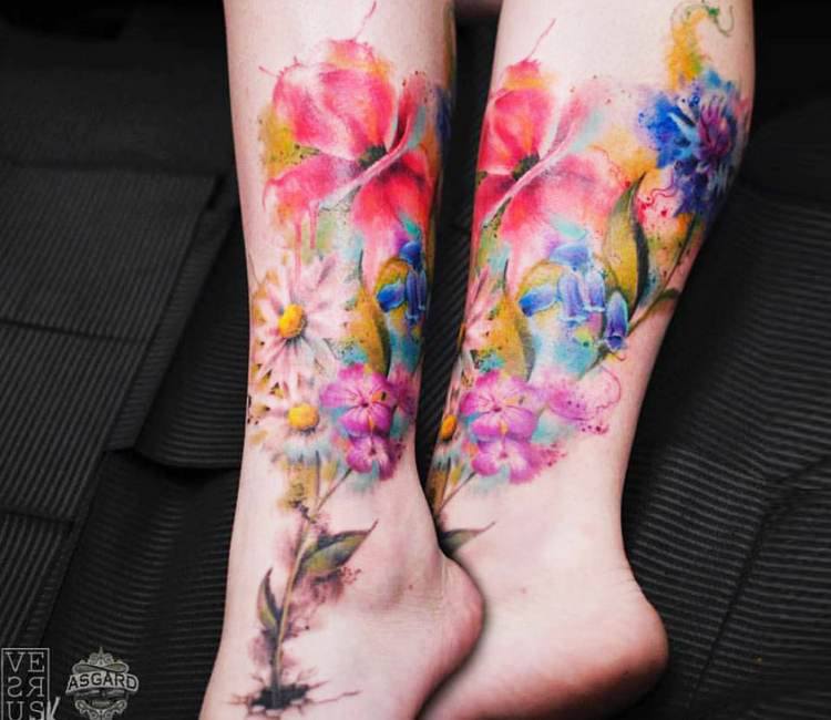 Stunning Flower Tattoos Mimic Watercolor Paintings on Skin - Art-Sheep