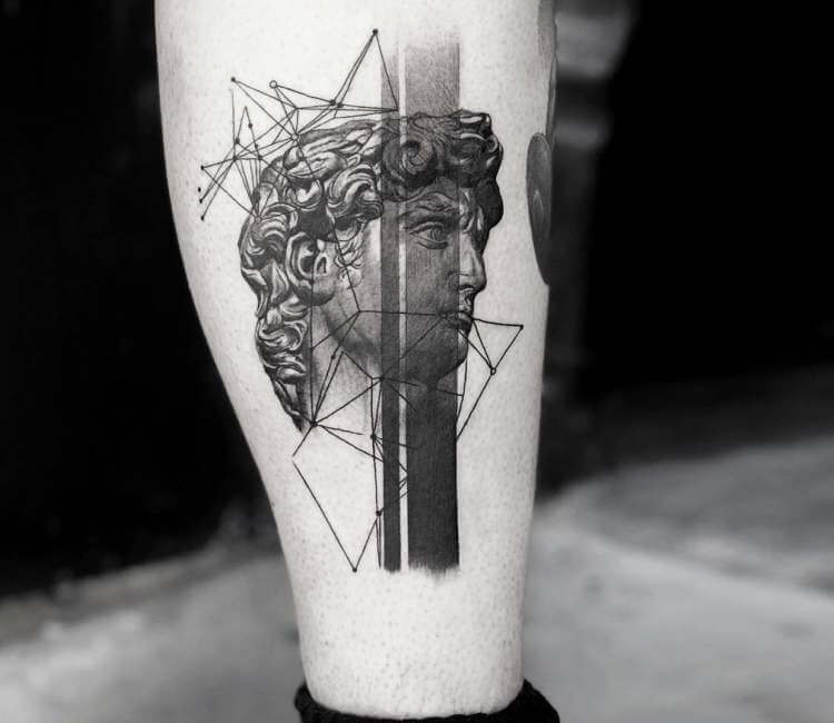 Bust of David tattoo by Victor del Fueyo