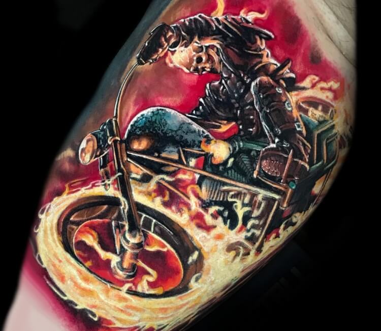 Burning skull on black background Tattoo style EPS 8 vector illustration  a Preview or High Q Ghost rider tattoo HD phone wallpaper  Peakpx