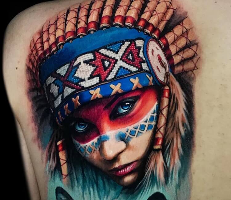 Native american girl tattoo by Victor Zetall  Post 27903