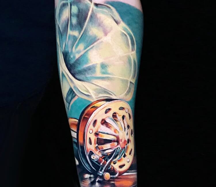 Old gramophone tattoo by Victor Zetall