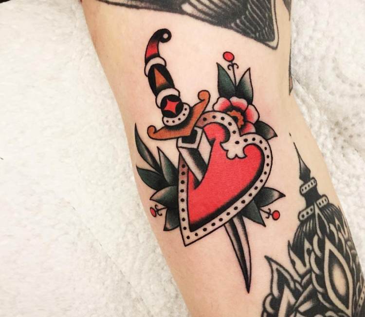 Heart And Dagger Tattoo Style Print