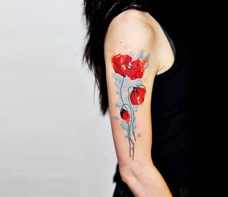 Poppy flower done by Kyler at wolf head tattoo in Albuquerque NM : r/tattoos