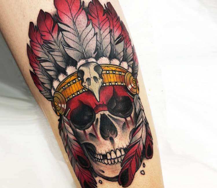 Indian skull tattoo by Yeray Perez | Photo 25878