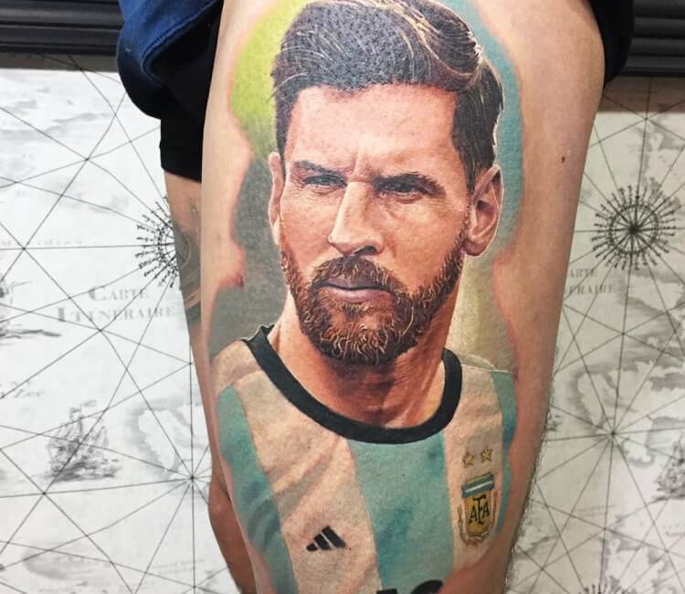 YouTubers tattoo of Messi kissing World Cup has fans thinking its  something else  Daily Star