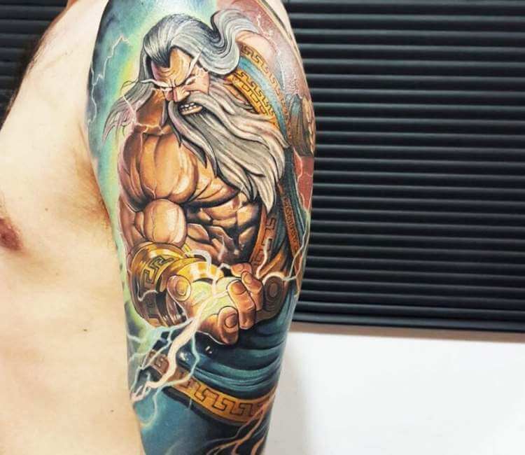 Zeus and eagle tattoo by Oleg Turyanskiy TattooNOW