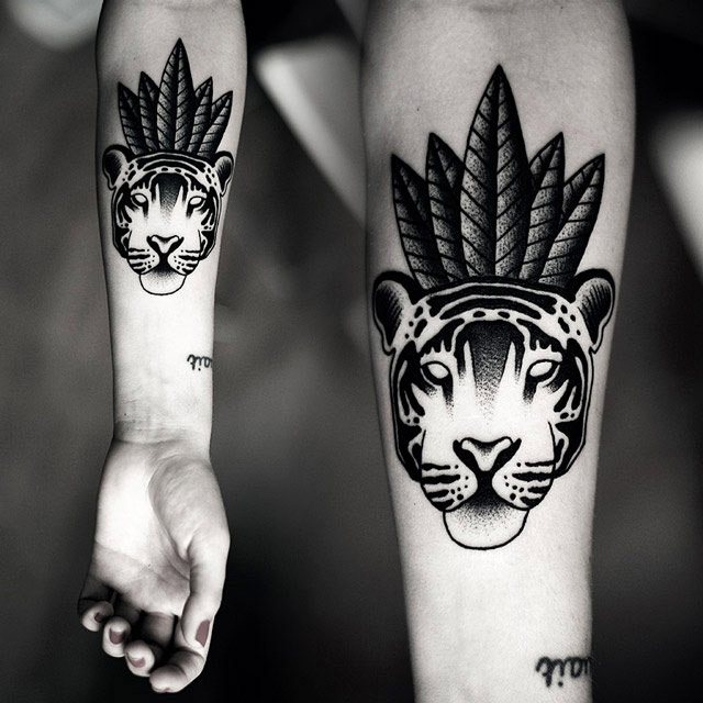 Tattoo uploaded by Tattoodo • Tiger by Valentin Hirsch #ValentinHirsch  #blackandgrey #dotwork #realistic #realism #triangle #junglecat #tiger #cat  #animal #nature #tattoooftheday • Tattoodo