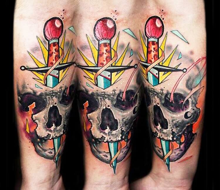 dagger skull tattoo designs