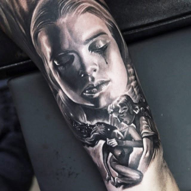 Girl face tattoo by Qtattoo Lee | Post 12911