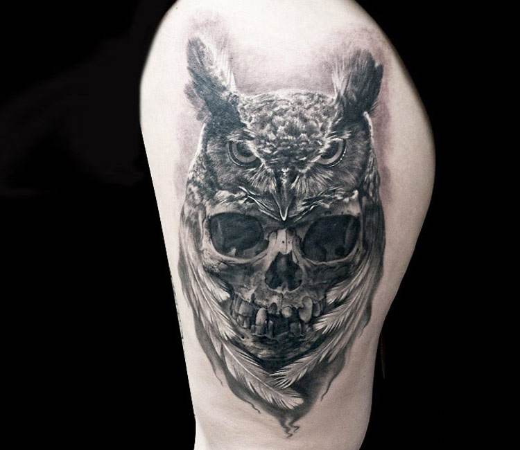 owl skull tattoos