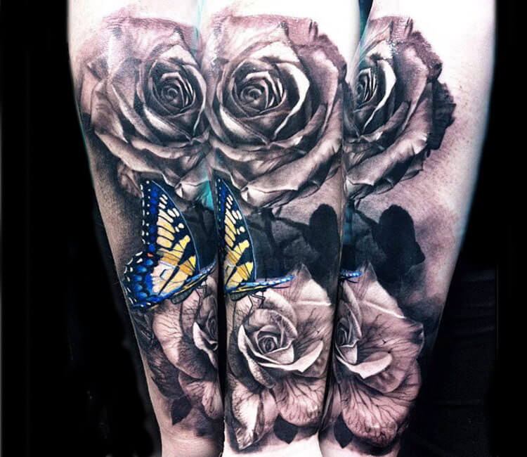 Flowers tattoo by Steve Butcher | Post 13005