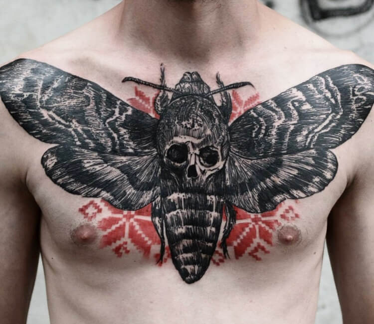 Moth Tattoo on Chest  Tattoo Designs for Women