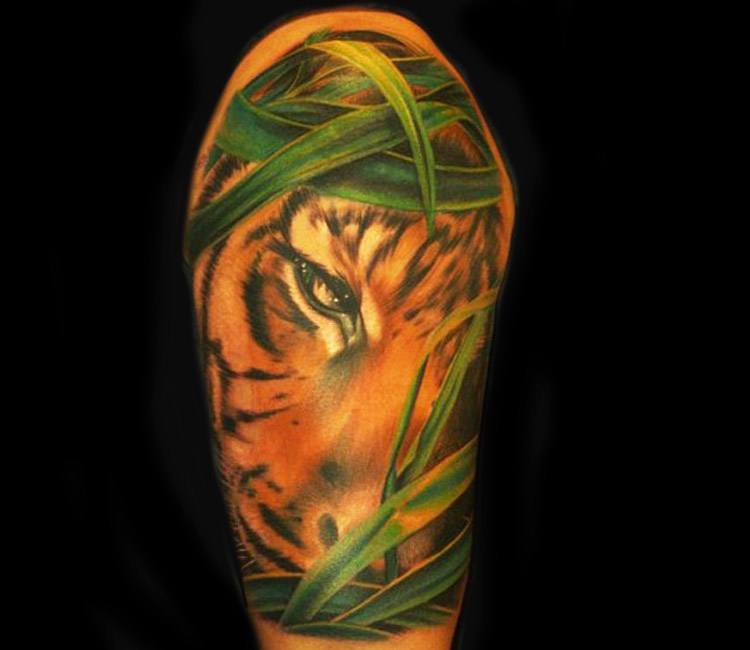 Electric Trad Tiger Tattoo - Tattoo - Sticker | TeePublic
